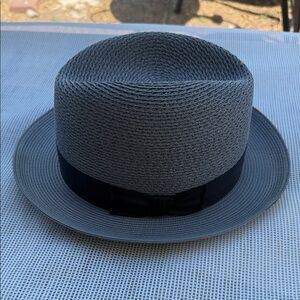DOBBS FIFTH AVE NEW YORK Florentine Milan MENS Gray Fedora Hat (57) 7 1/8